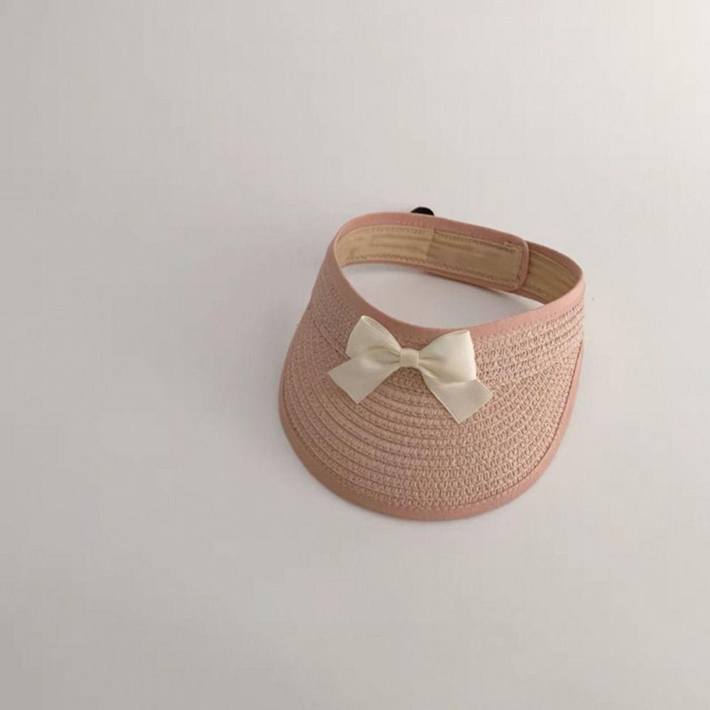 Empty Top Bow Straw Hat Korean Visor Cap Fashion Baby Straw Caps  5-36 Months