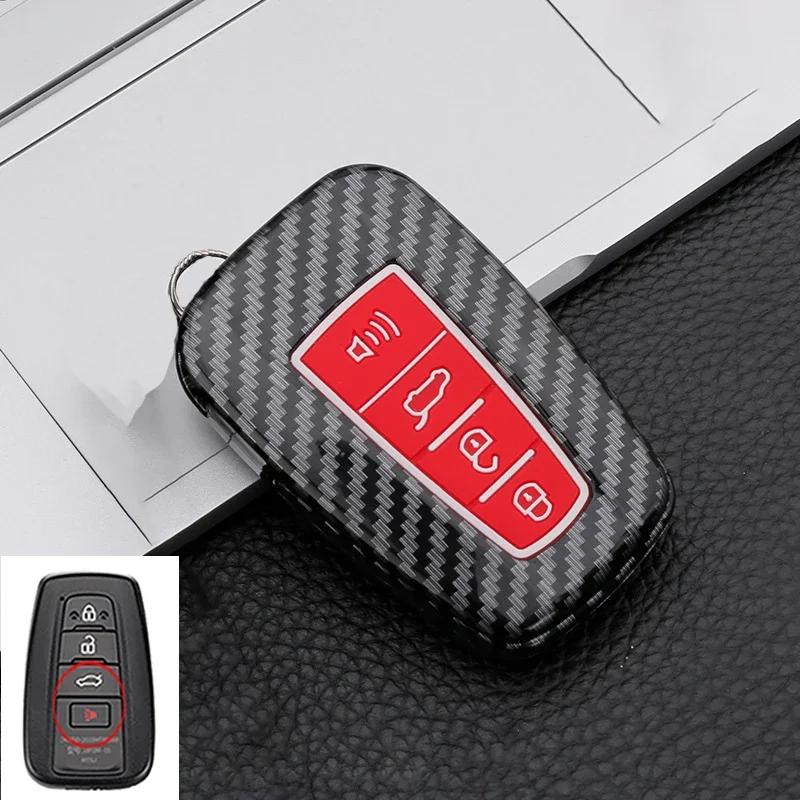 ABS Carbon Fiber Car Key Case Cover Shell For Toyota Prius Camry Corolla CHR C-HR RAV4 Land Cruiser Prado Protector Accessories