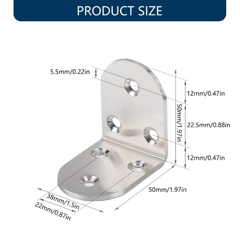 4Pcs 90 Degree Angles Brackets 3 Hole Metal Joint Fasteners Rustproof Metal Corner Brace for Cabinets Shelves Assembly