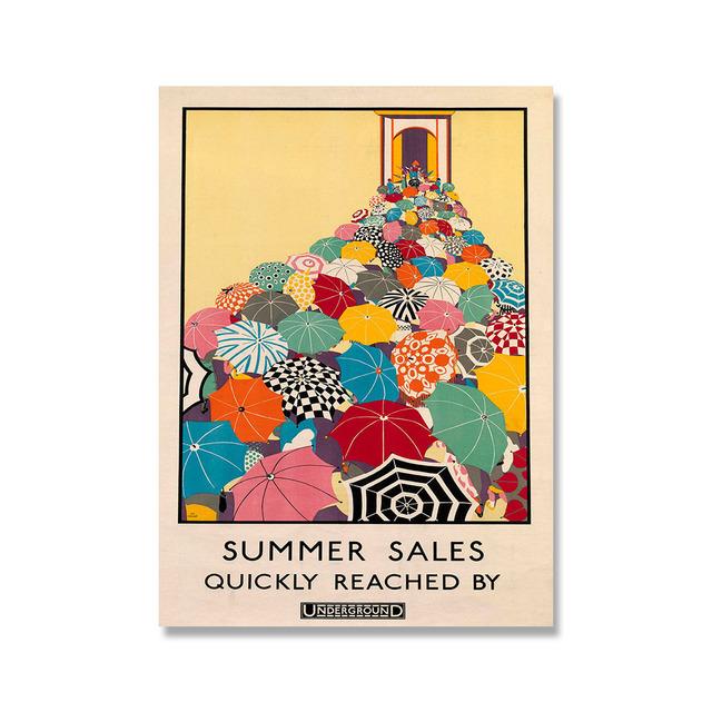 

Ретро Лондонское Метро Рекламный Плакат Переполненный Зонтик Холст Картина 21cm×30cm NoFrame