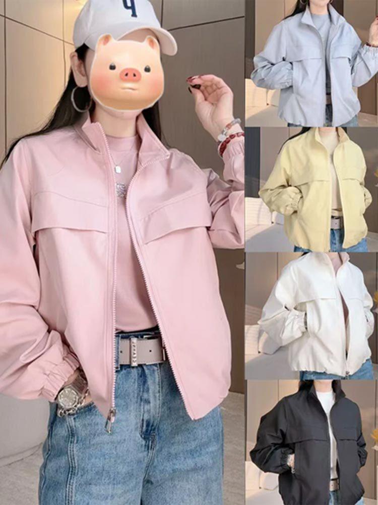 2025 Aurora Wind Casual Women's Petite Versatile Windbreaker Jacket - Spring/Autumn Solid Colors