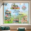 Back to School Window Clings Book Cling, Static Decals with Butterfly Flower Literary Pattern Stickers for Classroom Glass, Removable No Glue