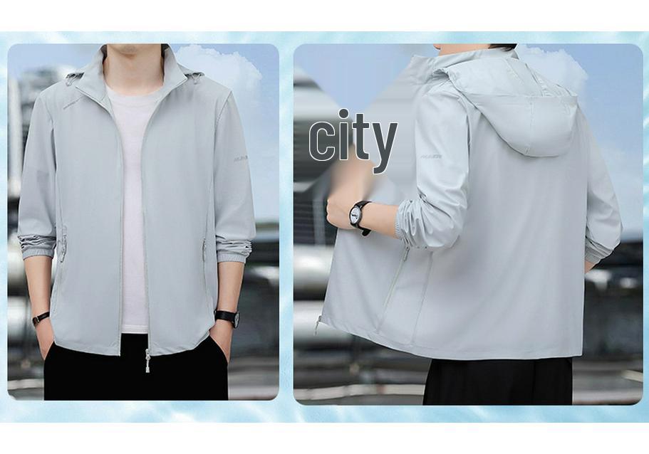 Men's Summer Hooded Ice Silk UPF50+ Sun Protection Jacket for Outdoor Fishing