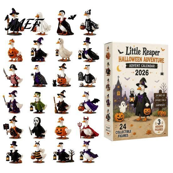 Cute Halloween Decorations Goose Advent Calendar 2026, 24 Day Countdown with Miniature Duck Keychains Acrylic Ornaments, Collectible Gift for