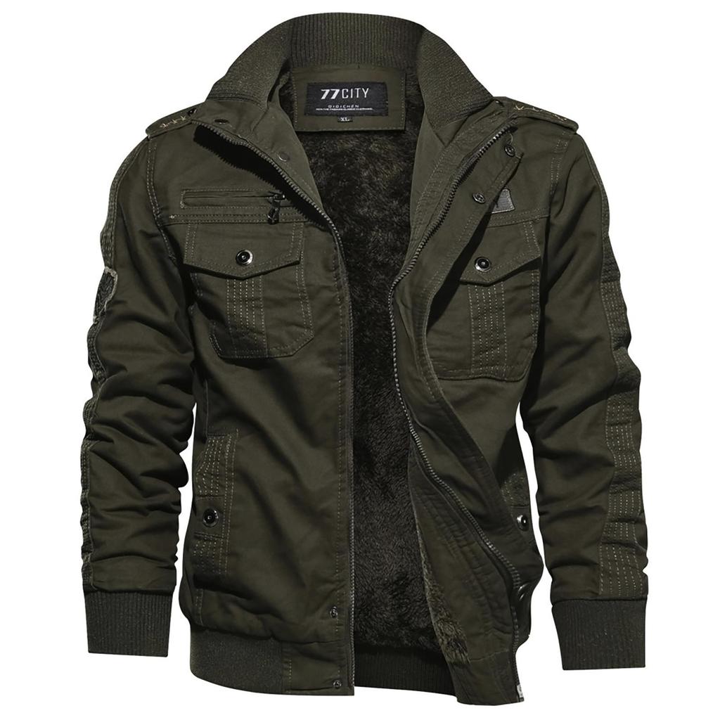 Men's  Winter Military Clothing Zipper Pocket Loose Breathable Coat