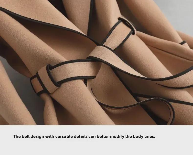 2024 Χειμώνας Γυναικείο Υψηλής Ποιότητας Κορεατικό Παλτό από Διπλής Όψης Μαλλί - Μεσαίου προς Μακρύ Στυλ