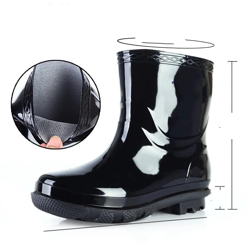 

Мужские нескользящие водонепроницаемые износостойкие резиновые сапоги со средней подошвой 44 чёрный