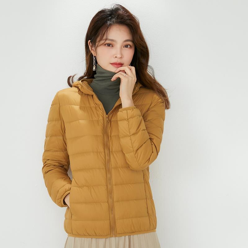 Women's Lightweight White Duck Down Jacket 2023 - Short, Hooded, Stand Collar, Fashionable Thin Style for Autumn/Winter