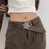 Harajuku Adult Waist Belt with Carved Buckle Alloy Rivet Waistband PU Waist Belts for Women Universal Pants Belt