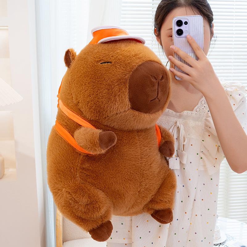 Cute Cartoon Animal Basketball Backpack Capybara Plush Toy Kawaii Stuffed Doll Home Decor Gifts For Kids
