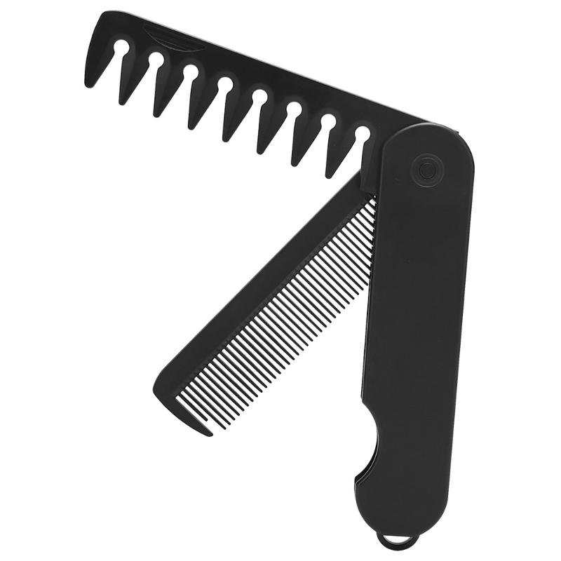 

Barber Hair Clipper Folding Comb, Multifunctional Plastic Wide Tooth Oil Head Comb, 2 in 1 Beard & Hair Styling Tool чёрный