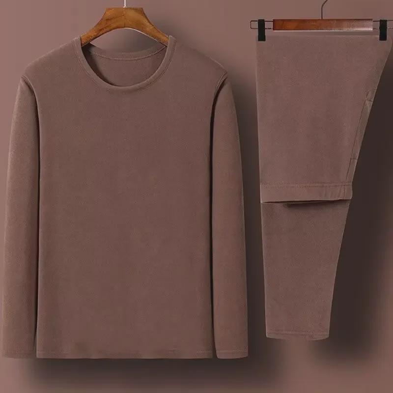 Herren Thermo-Unterwäsche-Set mit doppelseitigem deutschem Samt, halbrundem Kragen, selbstwärmend für Herbst und Winter.