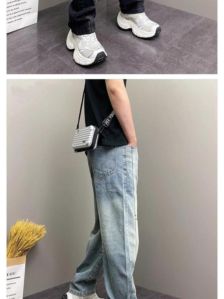 2025 Autumn High Street Loose Straight-Leg Jeans: Versatile Washed Punk Trousers