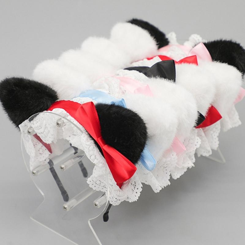 Plush Kitten Ears Headbands With NonSlip Silicone Grip For Role Play And Sports Activities Plush Headwear