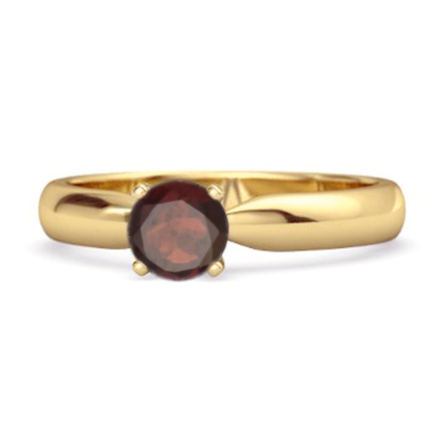 

Garnet Classic Solitaire Ring - 925 Sterling Silver Gold Vermeil 8 жовтий