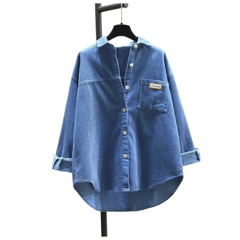 New Autumn and Winter Thickened Corduroy Long-sleeved Shirt for Women Korean Style Loose Casual Mid-length Cardigan Shirt