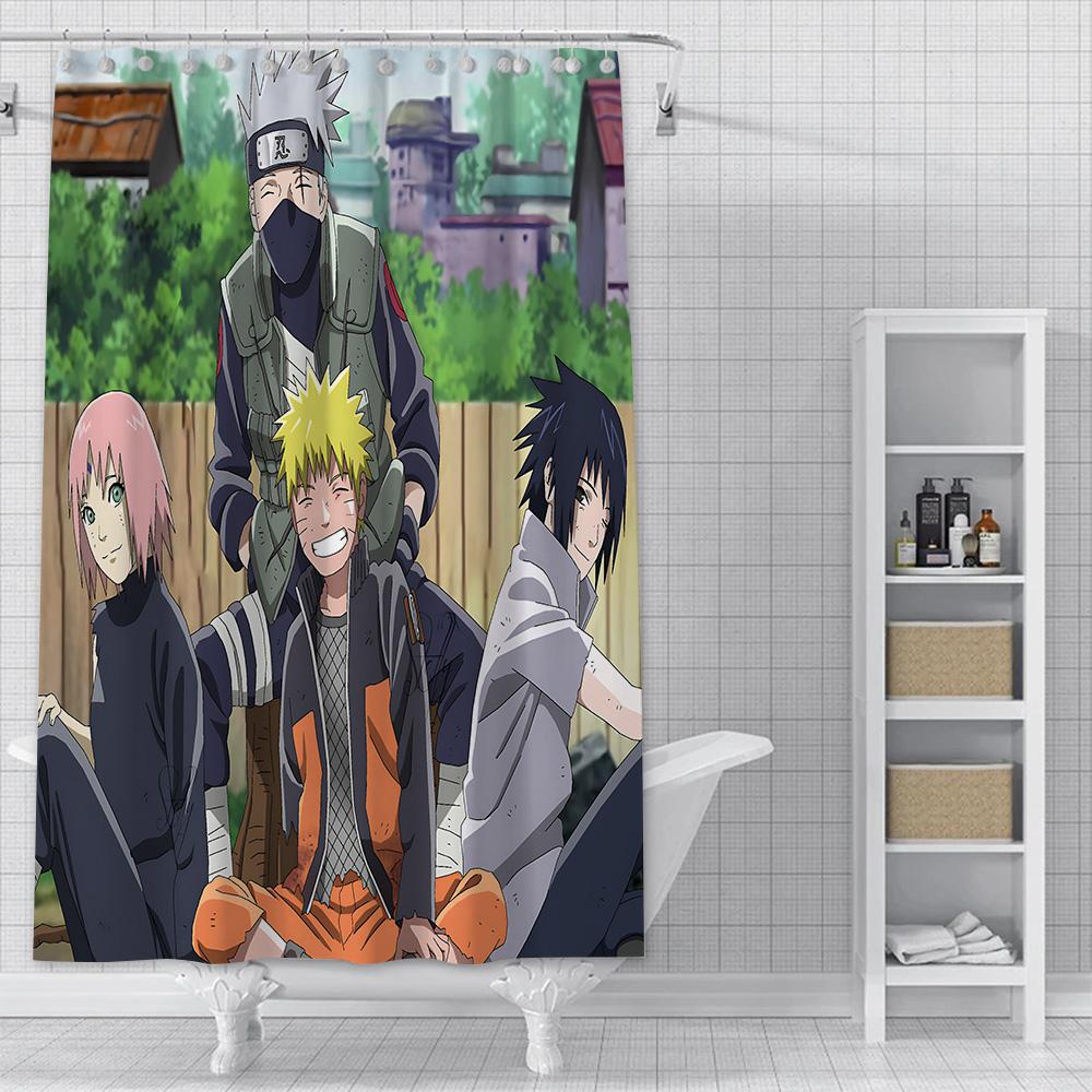 Hot Japan Anime N-NarutoS Shower Curtain Waterproof Polyester Fabric Paint Bath Curtains Home Bathroom Decor Curtain With Hook