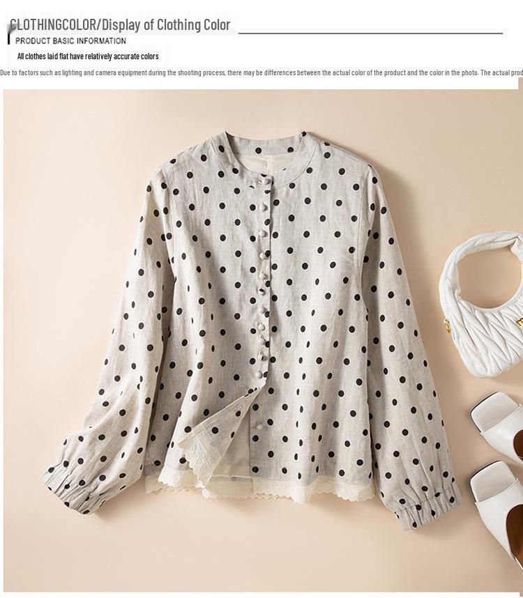 Women's Retro Polka Dot Loose Cardigan - Plus Size Long Sleeve Casual Top