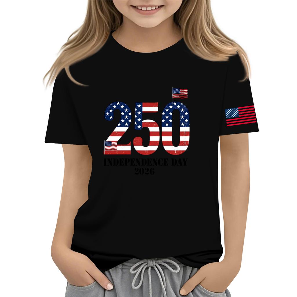 Children's Casual Short-Round Neck Fashionable T-shirt Top