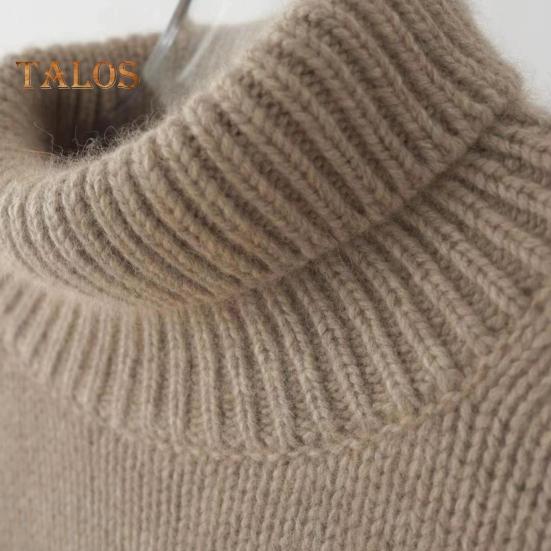 Women Winter Sweater High Collar Long Sleeve Soft Warm Knitting Tops Solid Color Loose Fit Pullover Tops