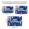 1pc Graduation Celebration Doormat - 0.47inch Thick Flannel Non-Slip Machine Washable Floor Mat with Blue Happy Graduation Desig