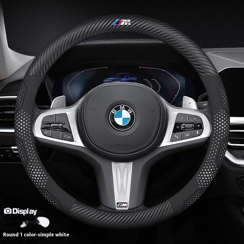 

For BMW M Power X1 X3 X5 X6 G20 G30 E36 E39 E46 E87 E92 F10 F15 F20 F25 F30 Carbon fiber Suede Leather Car Steering Wheel Cover