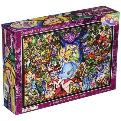 Tenyo [Made In Japan] 500-Piece Stained Art Gyutto Series Jigsaw Puzzle Disney Alice In Wonderland Story Stained Glass (25x36cm) DSG-500-473 with