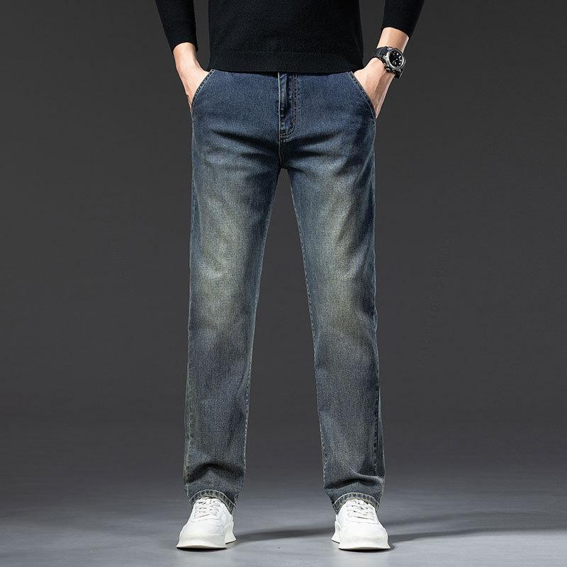 

Новые джинсы длиной девять точек, карман на молнии для защиты от кражи, мужские прямые зауженные повседневные брюки прямого кроя 38