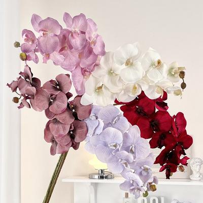 9 Köpfe Künstliche Schmetterlingsorchidee Eisendraht Innenauskleidung Mehrfarbig Künstliche Phalaenopsis 98cm Echte Haptik