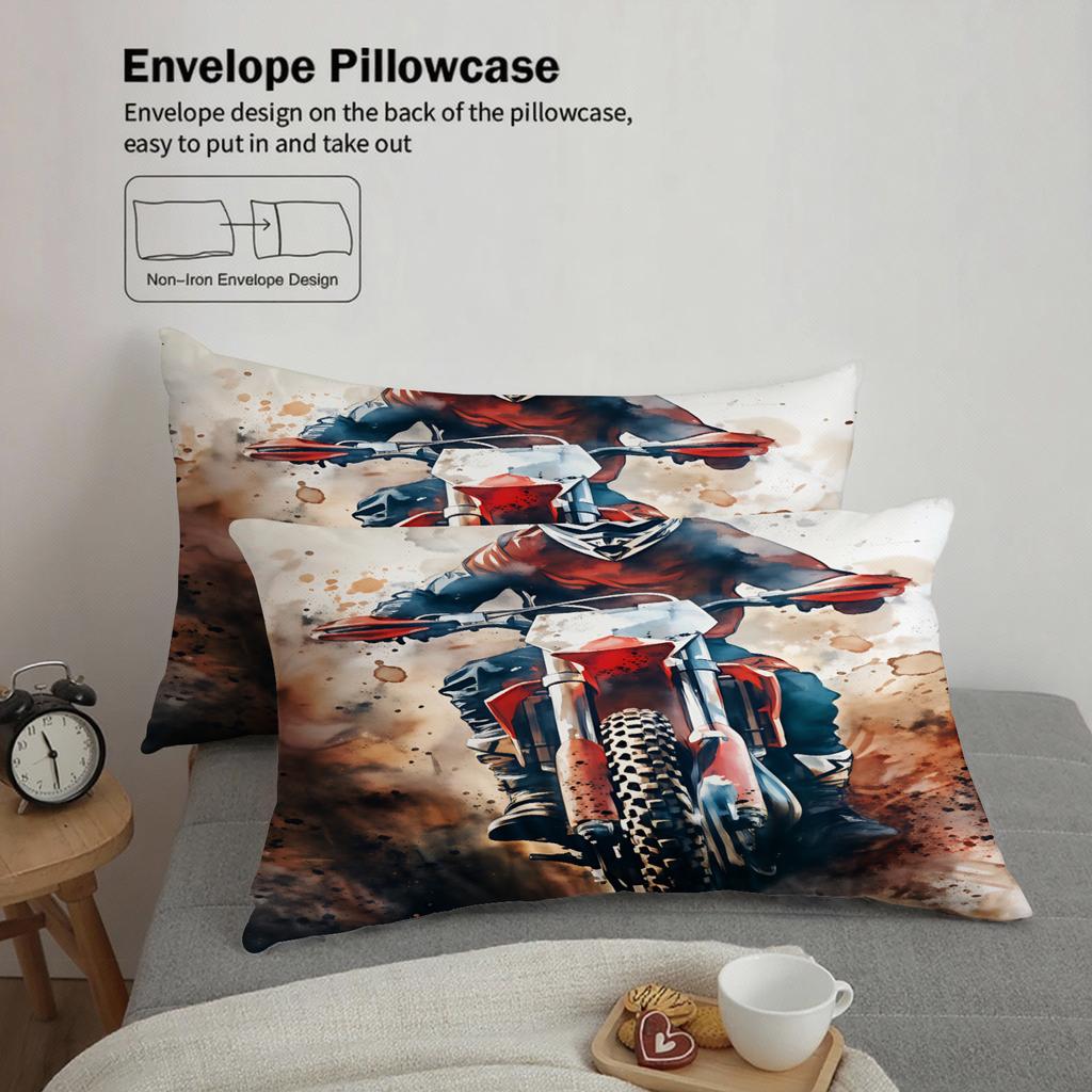 3Pcs Motorcycle Rider Bedding Sets 3D Printed Motocross Racing Duvet Cover Sets With Pillowcases No Filling