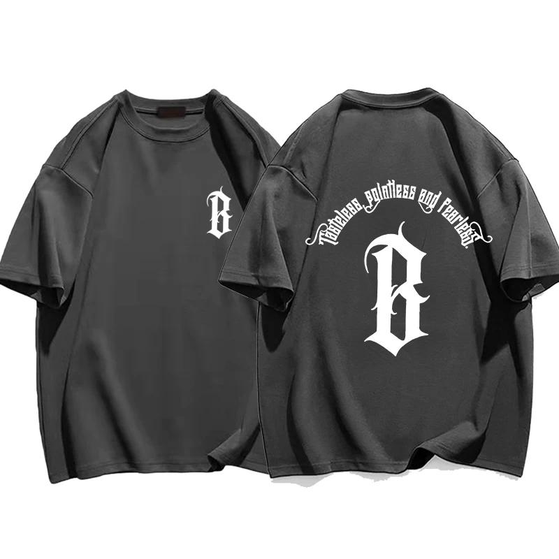 

Весна Лето Мужская 100% Хлопок Оверсайз Высокое Качество Принт Буквами Спорт Кастом Стритвир Футболка Мода 4XL