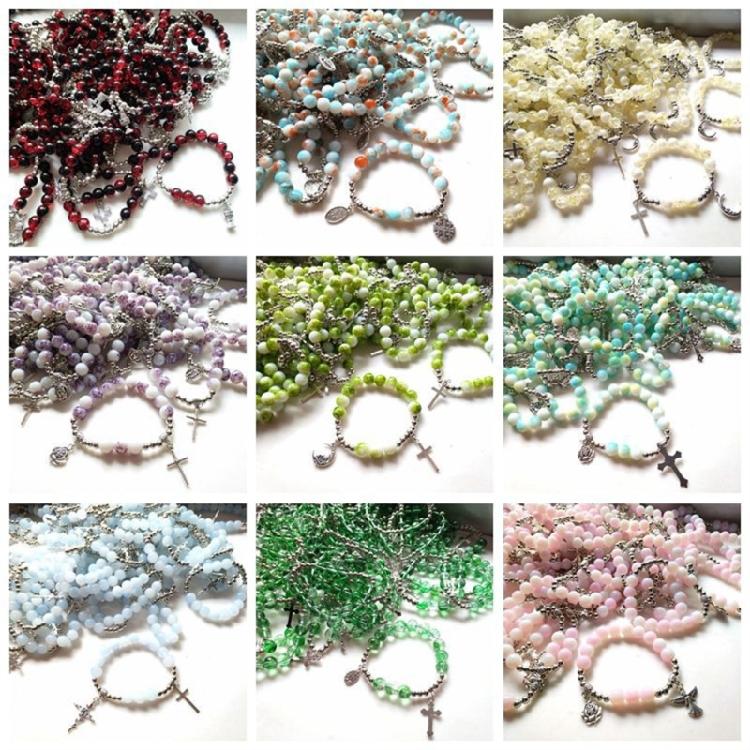 Adjustable Crosses Charm Beads Bracelets Fashionable Religious Jewelry for Men and Women
