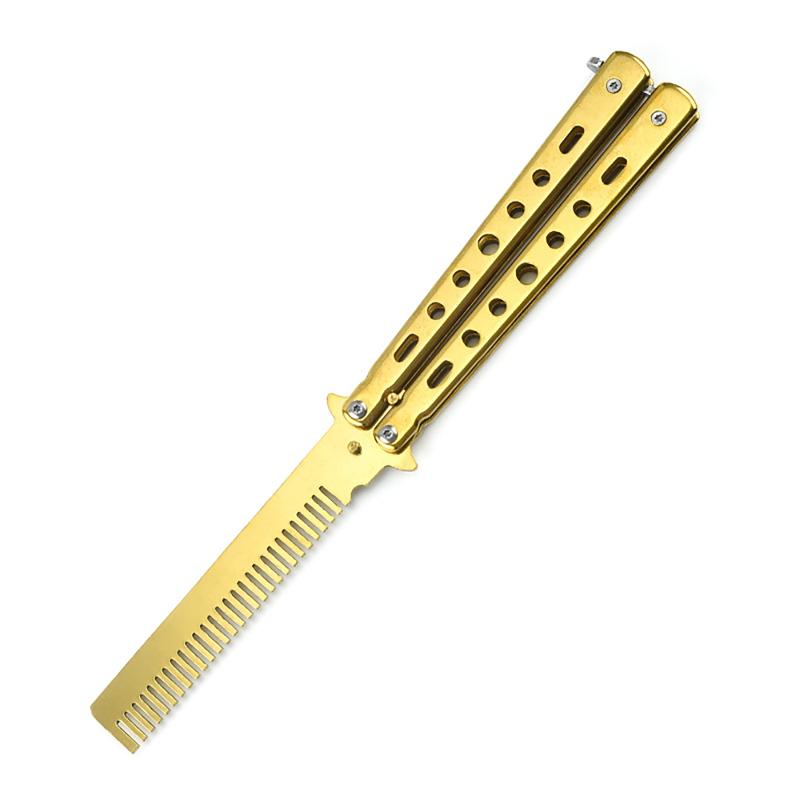 New! Foldable Butterfly Training Knife Not Edged Hollow Stainless Steel Practice Comb Hand Training Tool