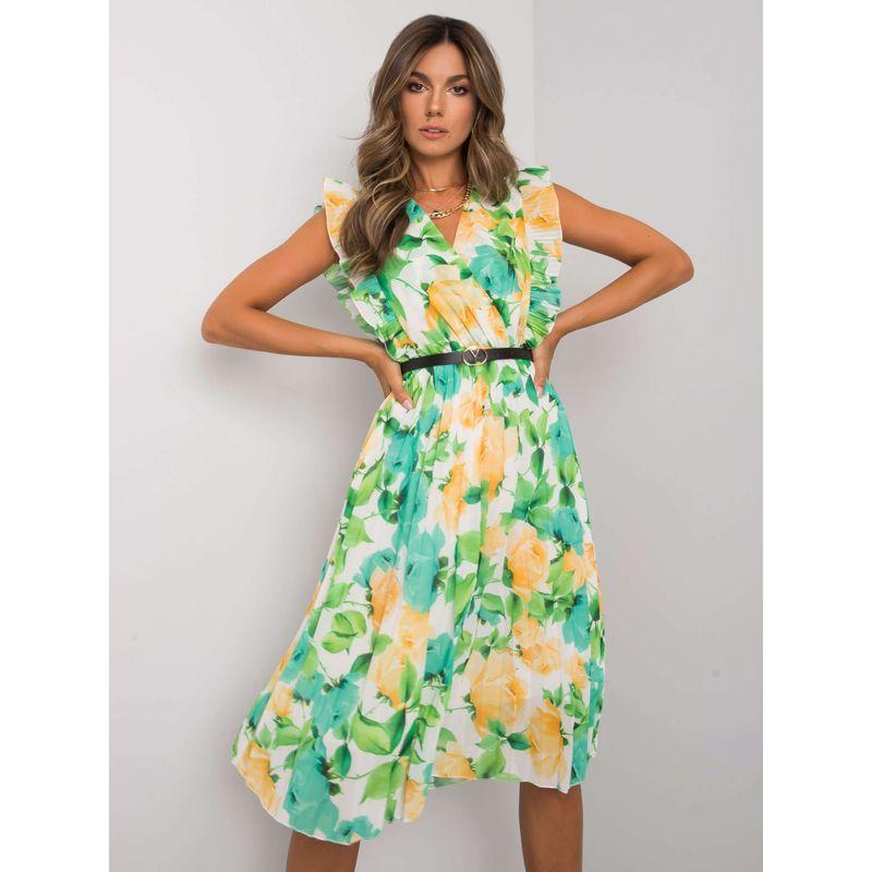 

Amazon Floral Pleated Ruffled Sleeveless Dress Green 2XL