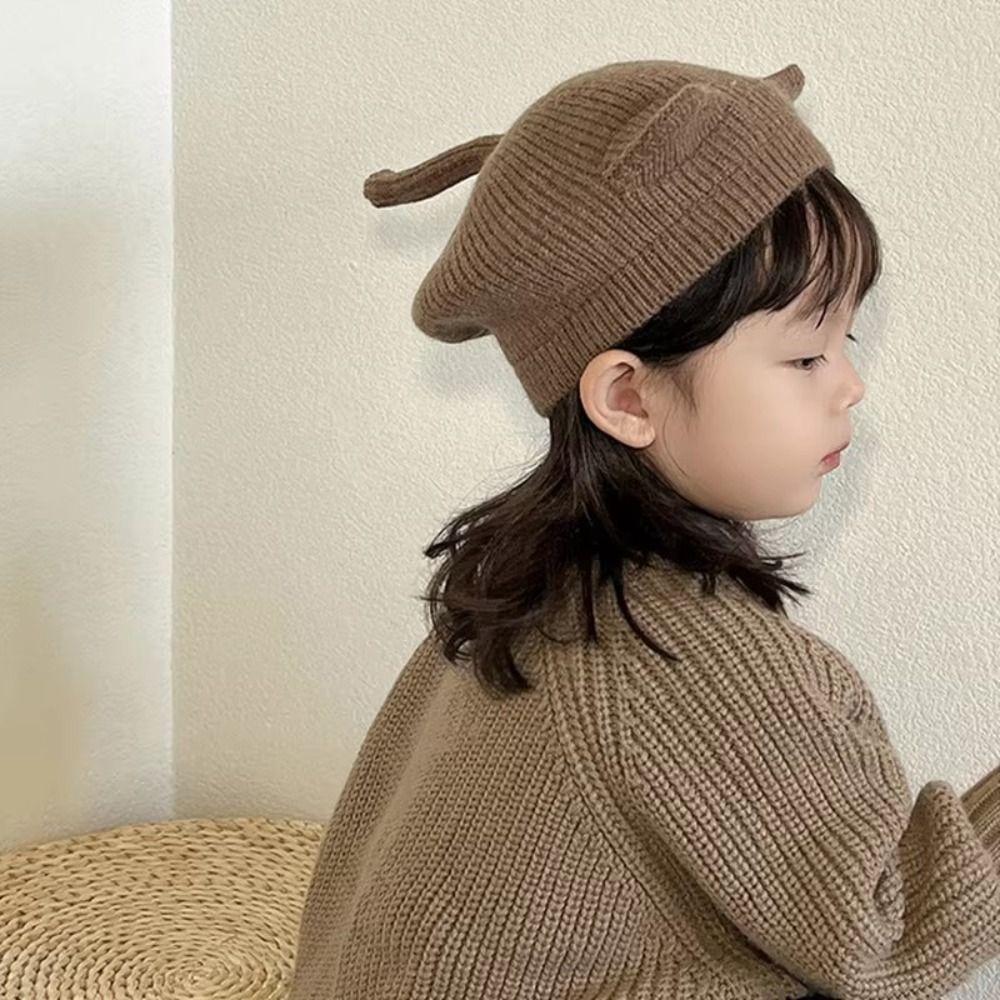 Solid Color Baby Beret Hat 1-6y Boys Girls Painter Hats Lovely Cat Ear Baby Hat Kids