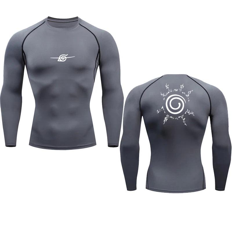 Camisas de compressão masculinas anime esporte secagem rápida ginásio tshirts fitness topos t verão outono masculino