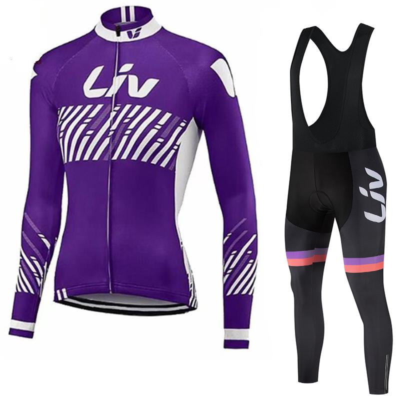2026 Long Sleeved Cycling Suit Set  Women's Cycling Bib Women's Exclusive Seat Cushion Autumn Winter Cycling Sportswear Set Road Cycling Top