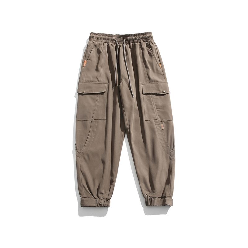 Men's Versatile Solid Color Thickened Jogger Pants, New Autumn Vintage Casual Multi-Pocket Cargo Pants, Trendy Brand