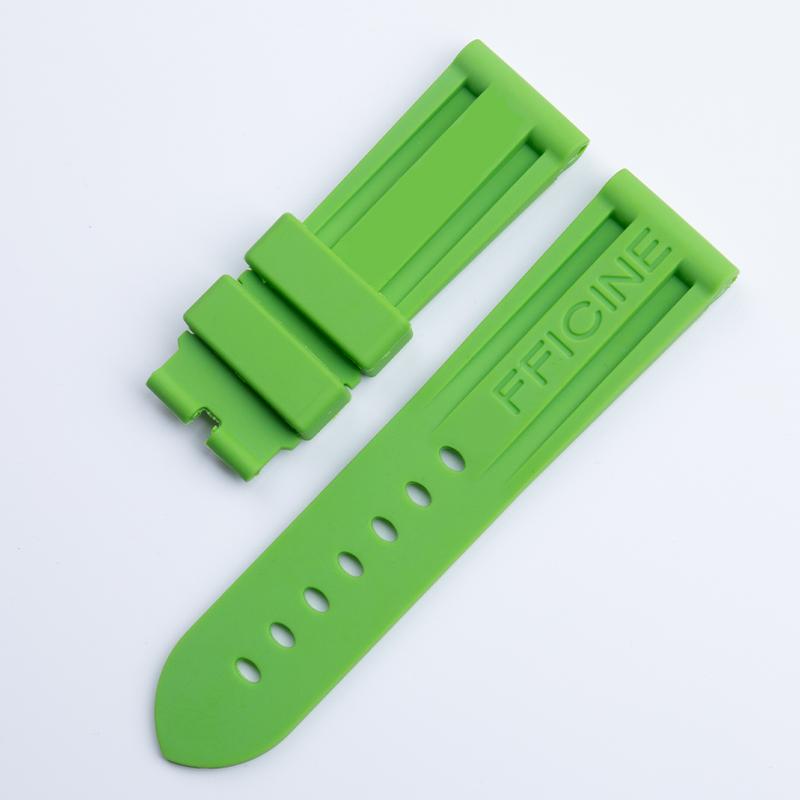 24mm Soft Top Quality Colorful Rubber Watchband For Panerai Strap Black Green Blue Red Band Butterfly Buckle Sport Waterproof