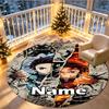 Custom Name Personalized Demon Slayer Print Round Rug, Versatile Home Decor Carpet, for Playroom, Apartment, Balcony, Entryway, Hallway Gift