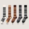 Double Needle Retro Ethnic Style Calf Socks - Warm, Trendy, Slimming Striped High-Top Cotton for Autumn & Winter