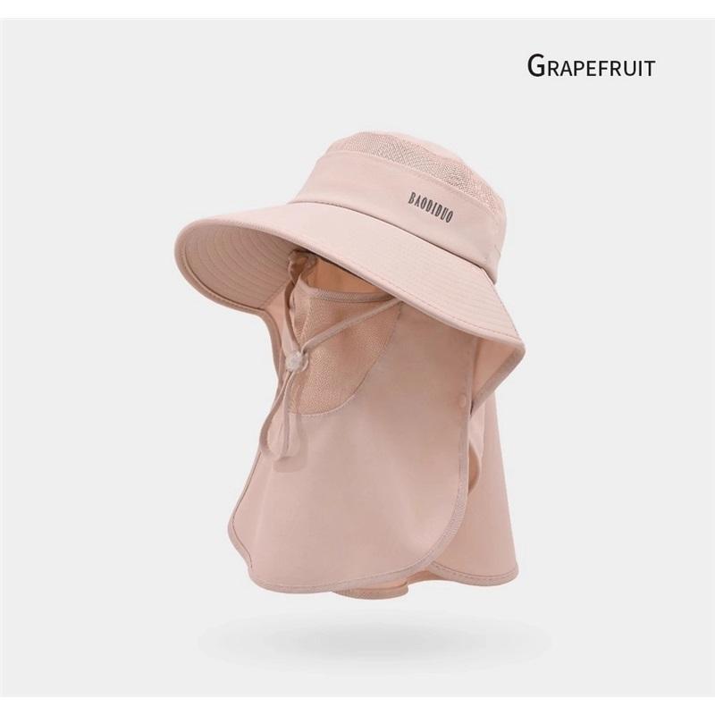 All Round Sunscreen Hat Face Mask Neck Protection One Piece Big Brim Sun Hat Women's Summer Cycling Sun Hat Without Turning Over