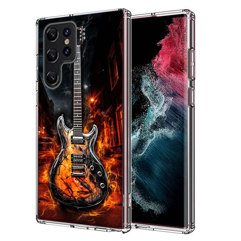 Capa de Celular Elétrica Retro Rock Music Para Samsung S25 Edge S24 FE Galaxy S21 S20 FE S23 S22 Ultra S10 Plus S10E Capa Transparente