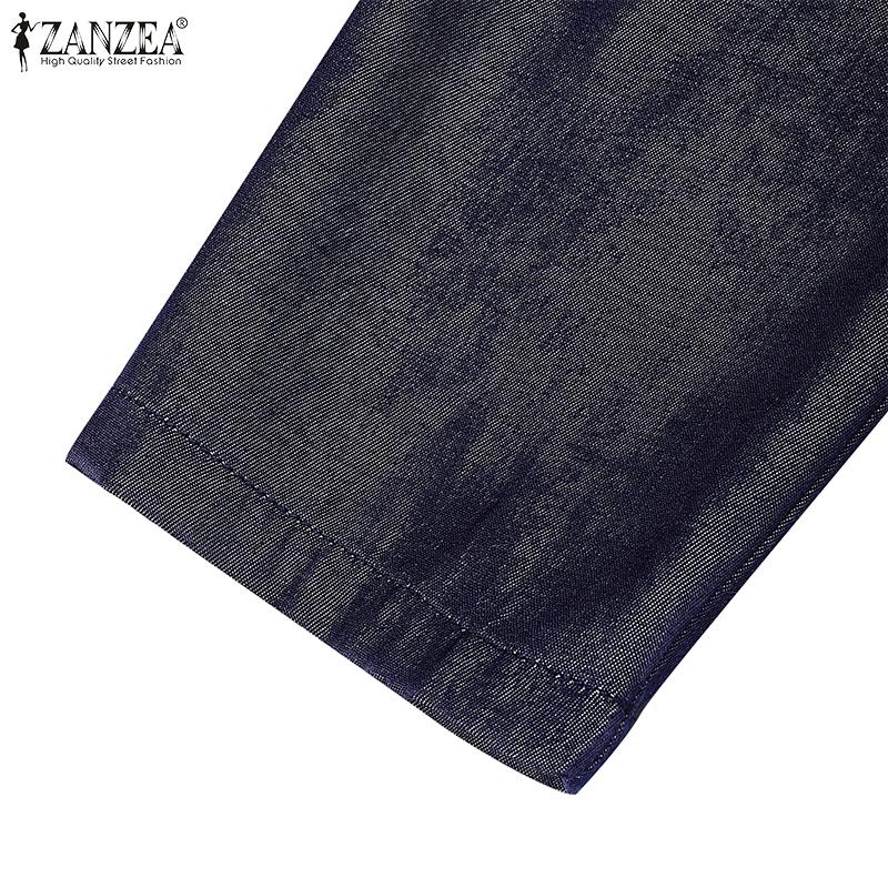 ZANZEA Women Turn Down Collar Loose Casual Long Sleeve Blouse