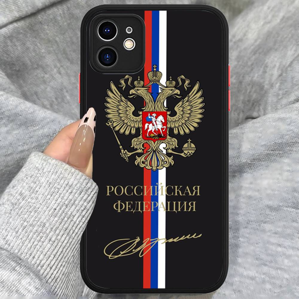 

Russia Russian Flags Poccnr Emblem For IPhone 11 12 13 14 15 16 Pro Max Plus X XS MAX Shockproof Matte Back Cover iphone Xs Max