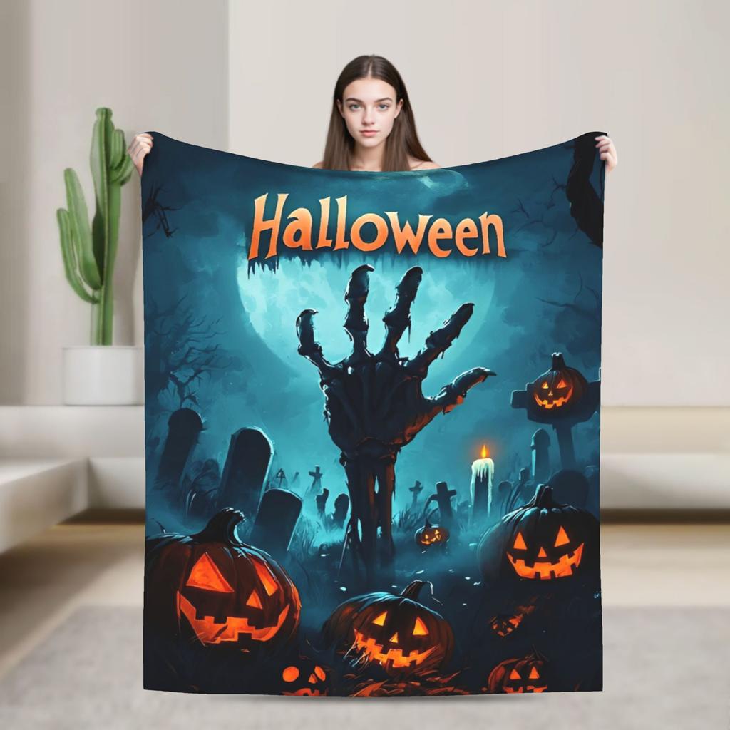 Halloween Theme Pattern  Flannel Blanket Spring  Super Soft Throw Blanket Home Decor Comfortable Bedspread Sofa Bed Cover