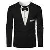 Fashion Men's and Women's Pullover Long Sleeve T-shirts Funny Suit Tuxedo Printed Graphic O Neck Oversized Casual Tees Top Clothing
