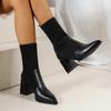Botas de Salto Alto Femininas Temperamento Bico Fino Couro Moda Salto Alto Botina Ajuste Slim Meia Elástica Botas Botas Mujer