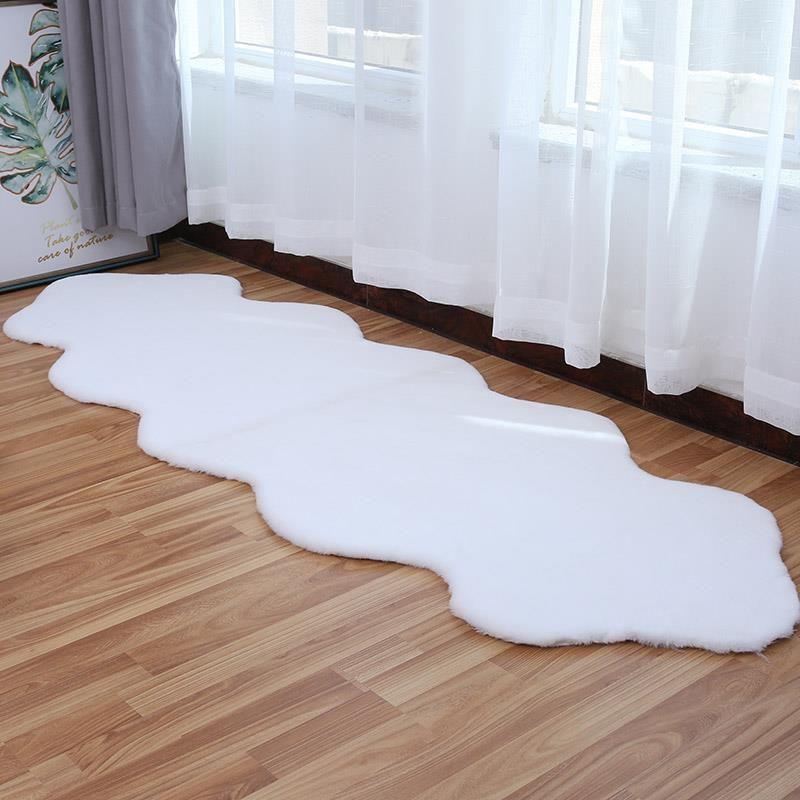 Plush White Faux Rabbit Fur Blanket & Nordic Style Sofa Cushion
