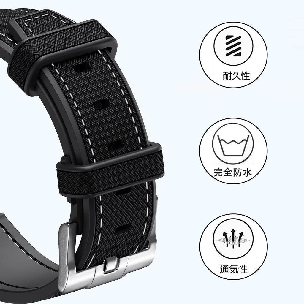 Jumpsunfun 20mm Watch Band for Omega and Quick Release Silicone Strap with Replacement Brown with White Stitching X, Swatch, Speedmaster, MoonSwatch,